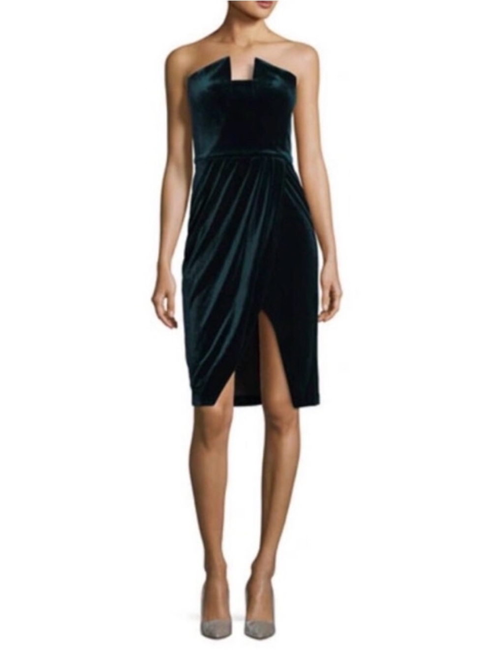 Black Halo Jolie Velvet Cocktail Mini Dress Emerald Green Holiday Women’s 6